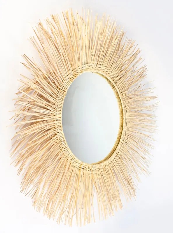 Specchio tondo in bambù naturale Ø 80 cm