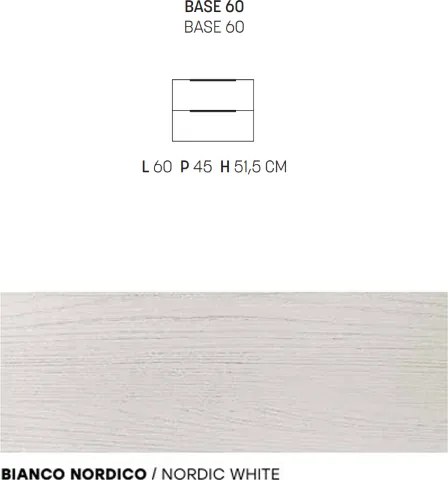 Mobile da bagno BALI 60 cm sospeso in nobilitato Bianco Nordico