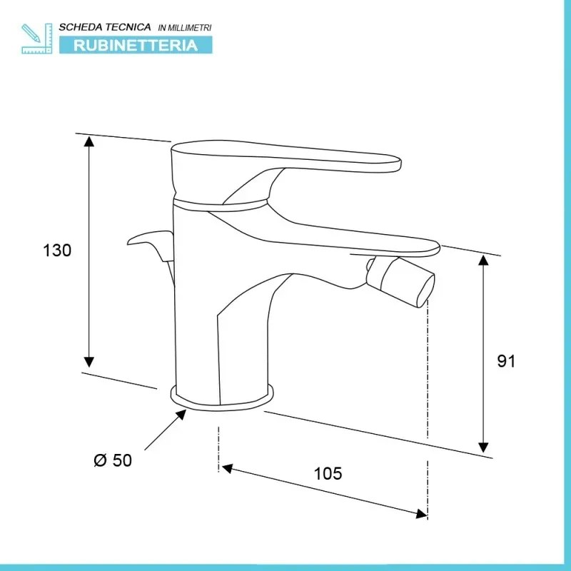 Rubinetto bidet in ottone cromato di Rubinetterie Mariani Linea Surf