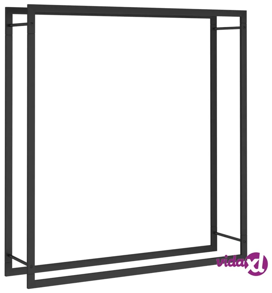 vidaXL Portalegna Nero Opaco 110x28x116 cm in Acciaio