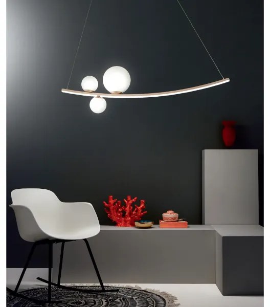 Lampada a sospensione ALTALENA led in metallo 120 cm verniciato ORO