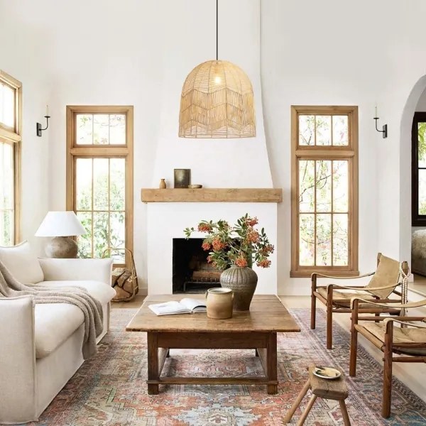 Immax 08263L - Lampadario a sospensione con filo PELO 1xE27/40W/230V diametro 50 cm rattan