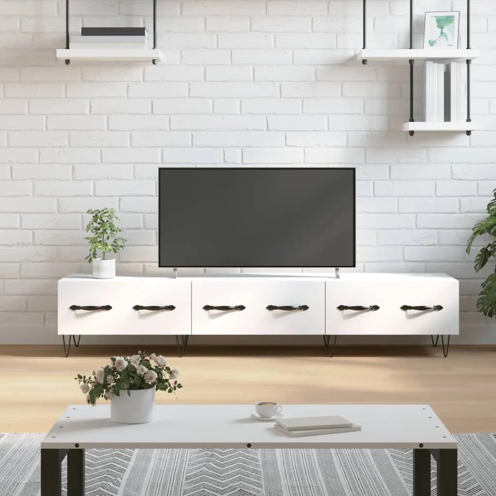 Mobile Porta Tv Bianco 150x36x30 Cm İn Legno Multistrato /