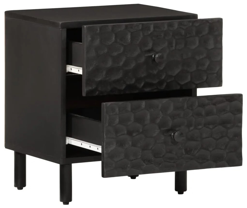 Comodino nero 40x33x46 cm in legno massello di mango