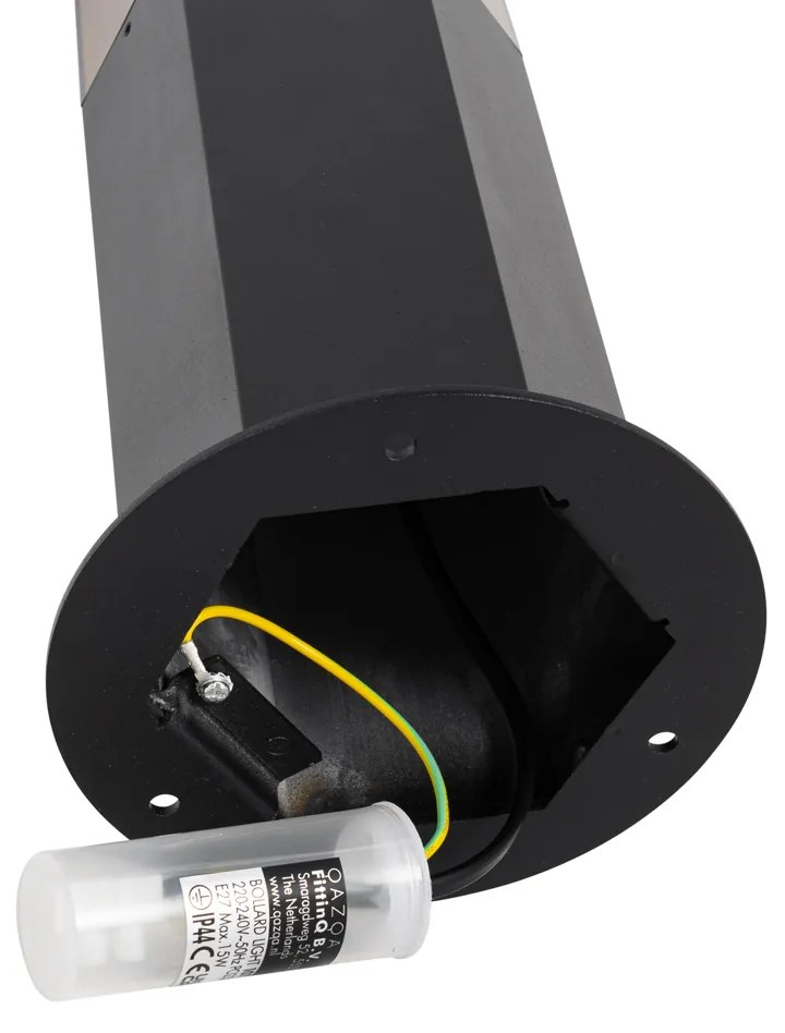 Lampada da terra per esterni nera con paralume fumé esagonale 30 cm - Denmark