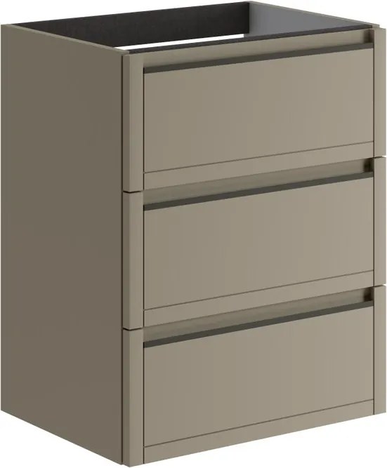 Mobile da bagno sospeso sotto lavabo L 59.5 x H 78 x P 45.5 cm marrone opaco, 3 cassetti TRATTO