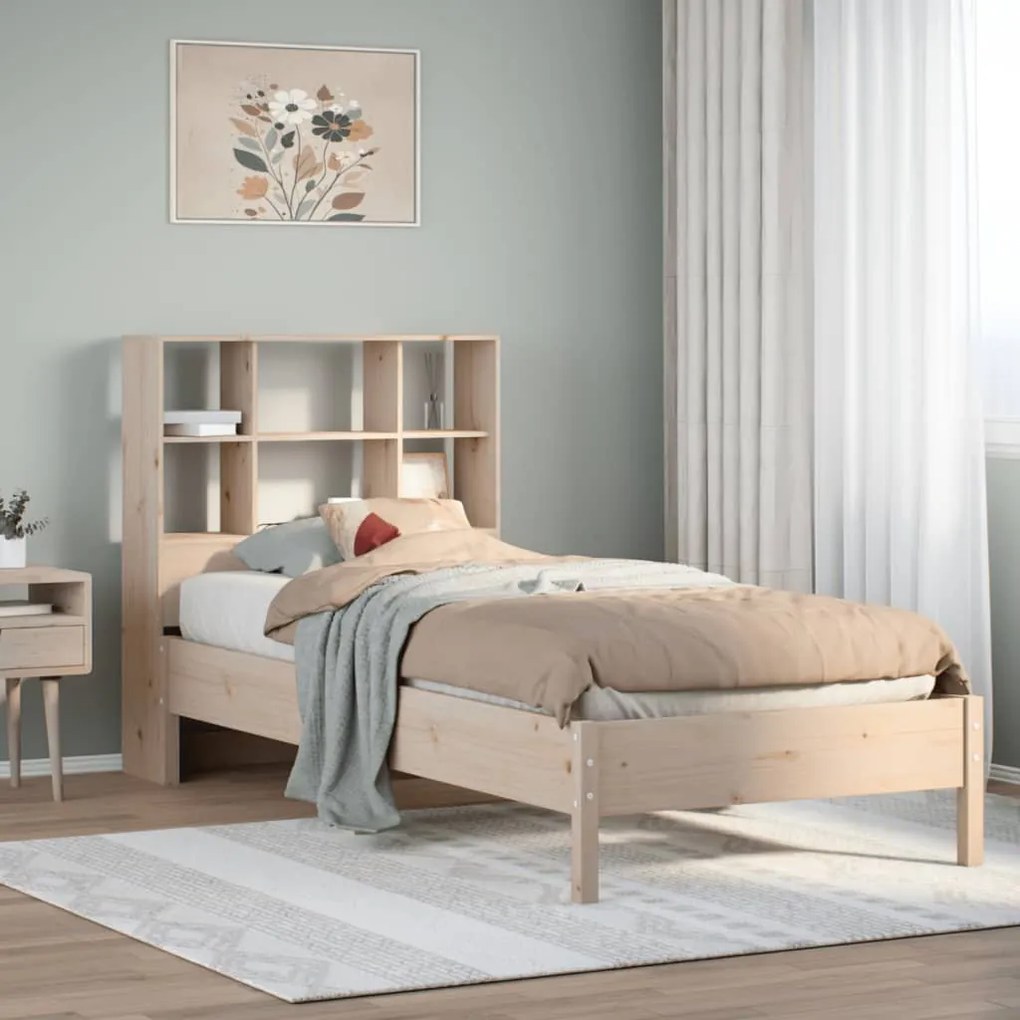 Letto libreria senza materasso 90x190 cm legno massello pino