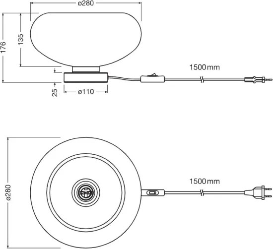 Osram - Lampada da tavolo DECOR SMOKE 1xE27/12W/230V nera/grigio fumé