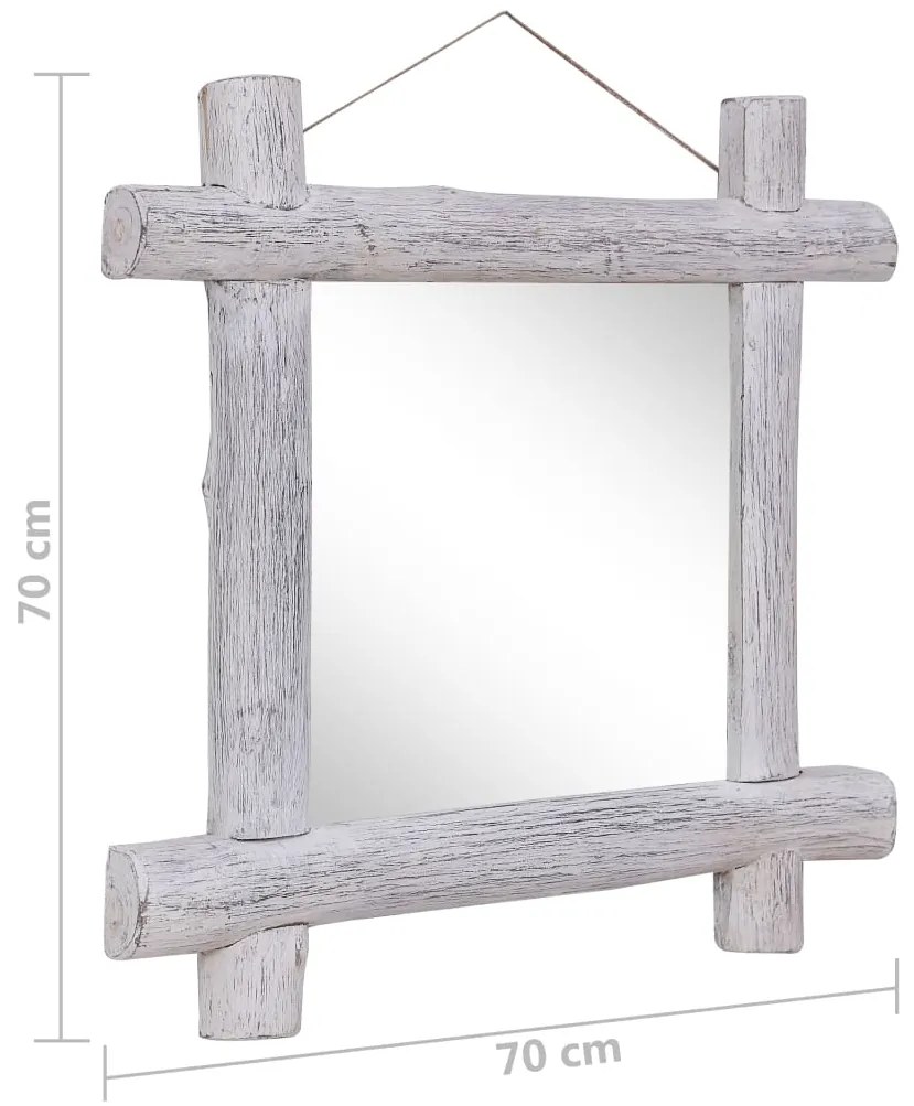 Specchio con Tronchi Bianco 70x70 cm Legno Massello di Recupero