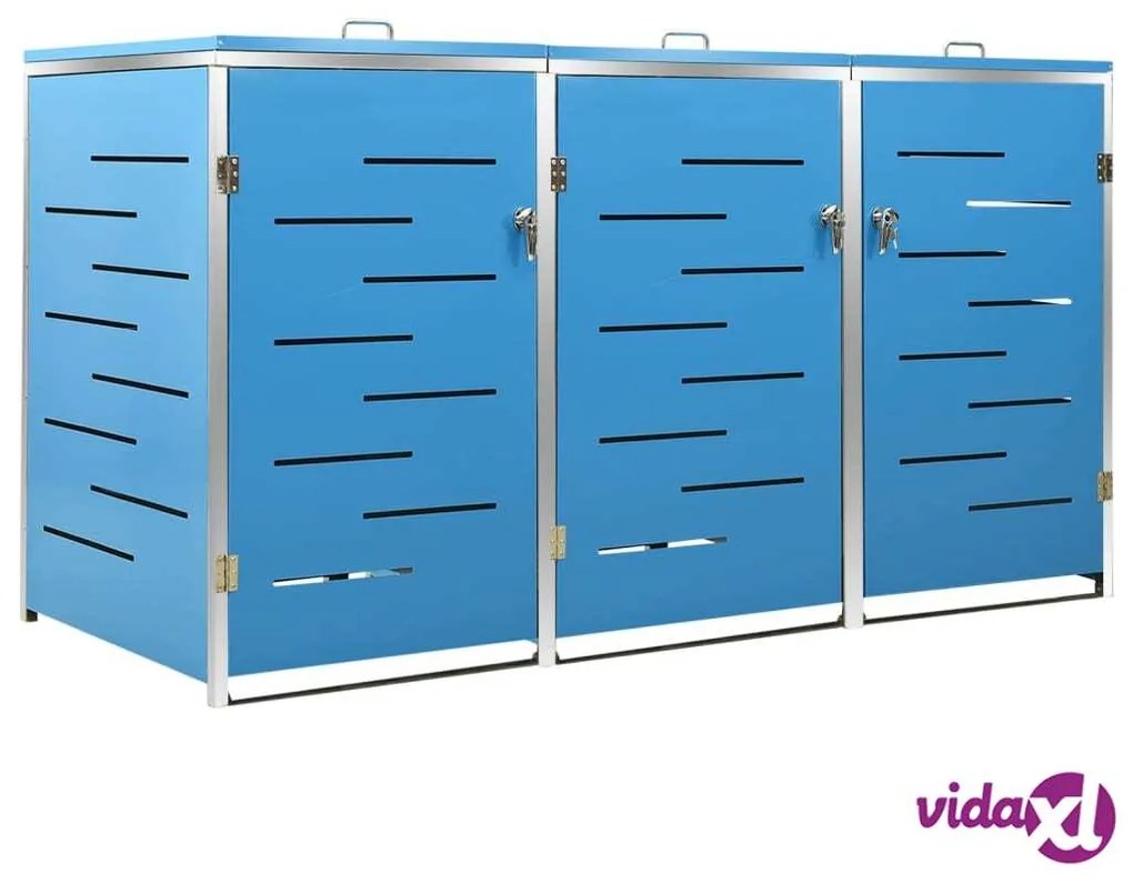 vidaXL Copribidone per Spazzatura Triplo 207x77,5x112,5cm Acciaio Inox