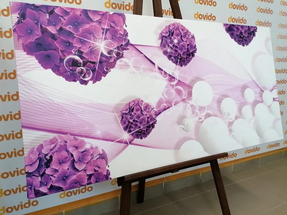 Stampa su tela – Fiori con elementi astratti