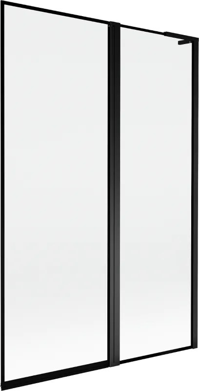 Mexen Mist L paravento vasca da bagno a 2 ante destro 120 x 150 cm, cornice nera, nero - 8A9L-120-011-70-70-P