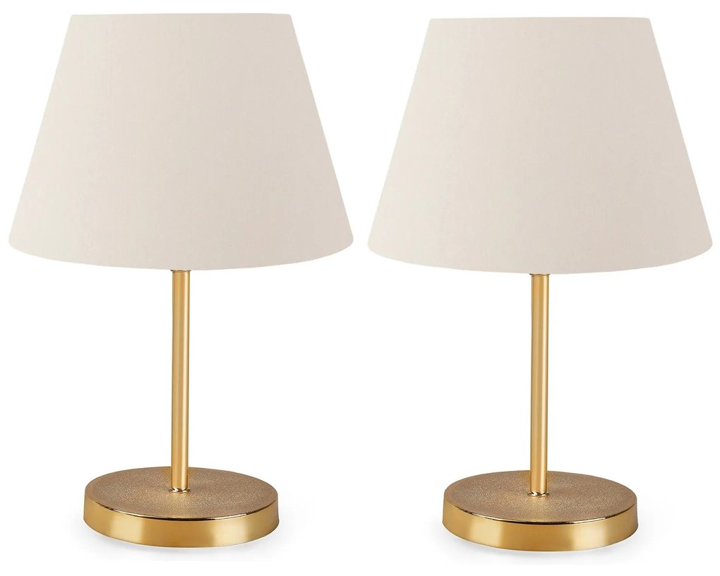 Set 2 lampade da tavolo oro e bianco 37 cm Spring