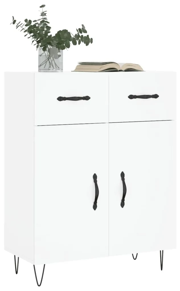Credenza bianca 69,5x34x90 cm in legno multistrato