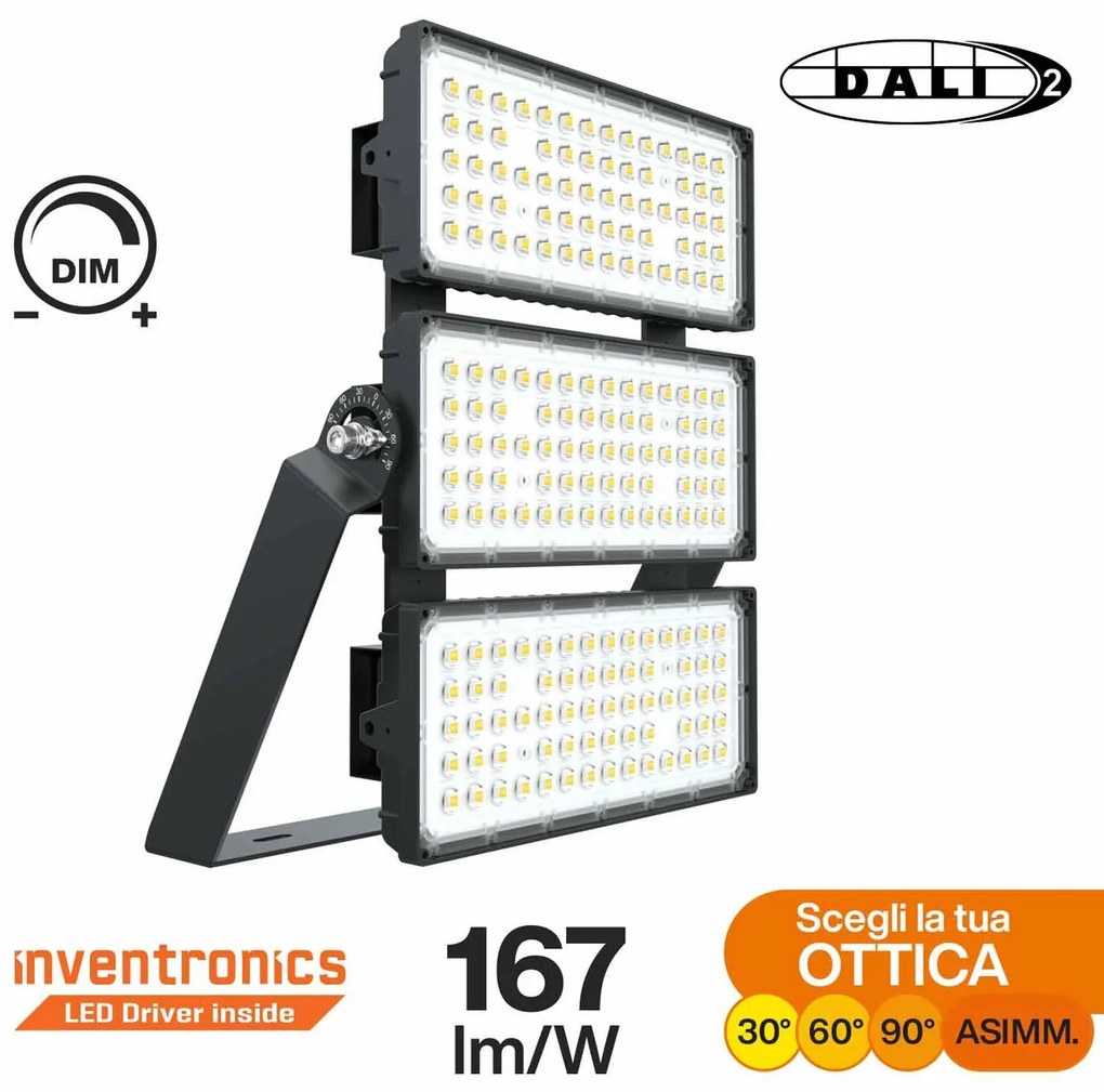 Faro Modulare LED 600W IP66 167lm/W Dimmerabile DALI - INVENTRONICS Colore Bianco Naturale 4.000K