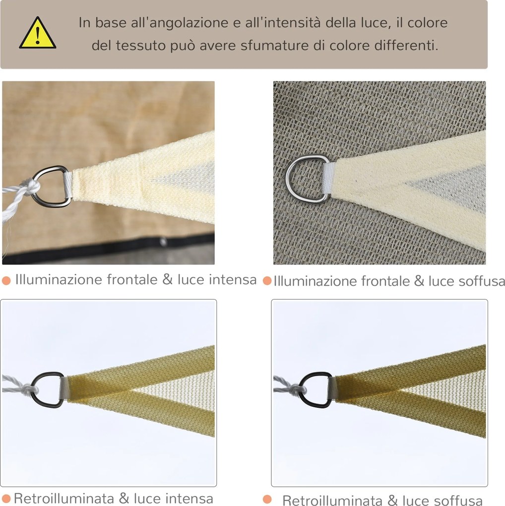Tenda Vela da Giardino Triangolare in HDPE Crema 5x5x5m...