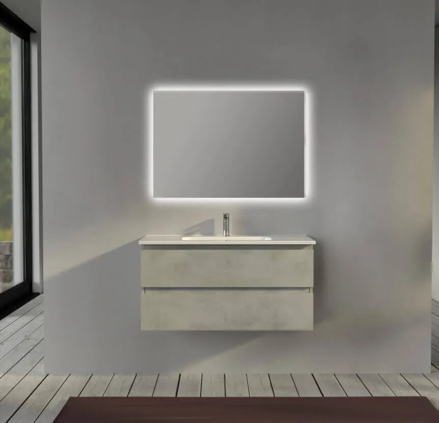 Mobile bagno 100 cm sospeso colore Grigio - Sofia