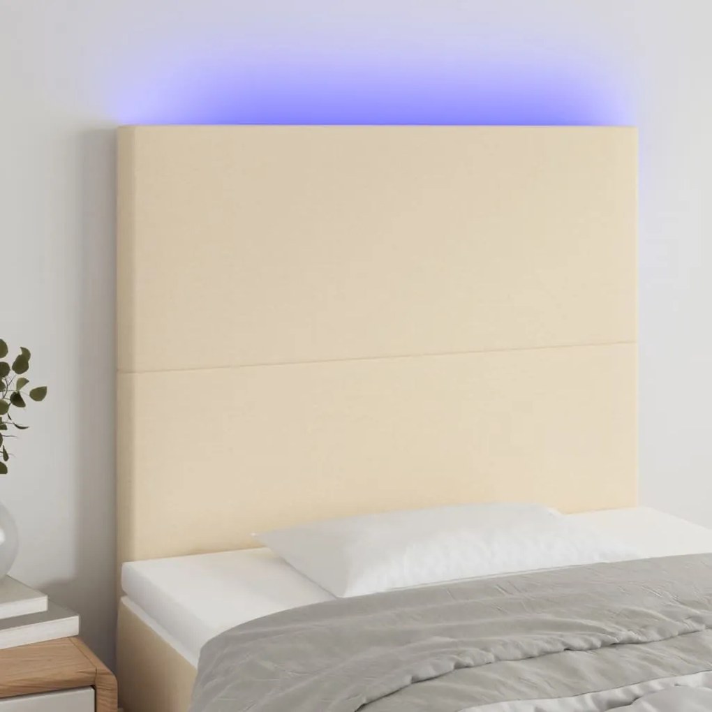 Testiera A Led Crema 80x5x118/128 Cm İn Tessuto /