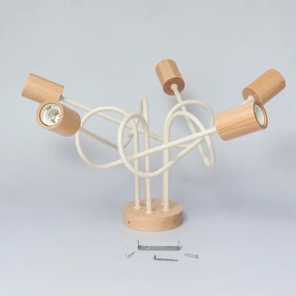 Lampadario a plafone OXFORD 5xE27/15W/230V pino/crema