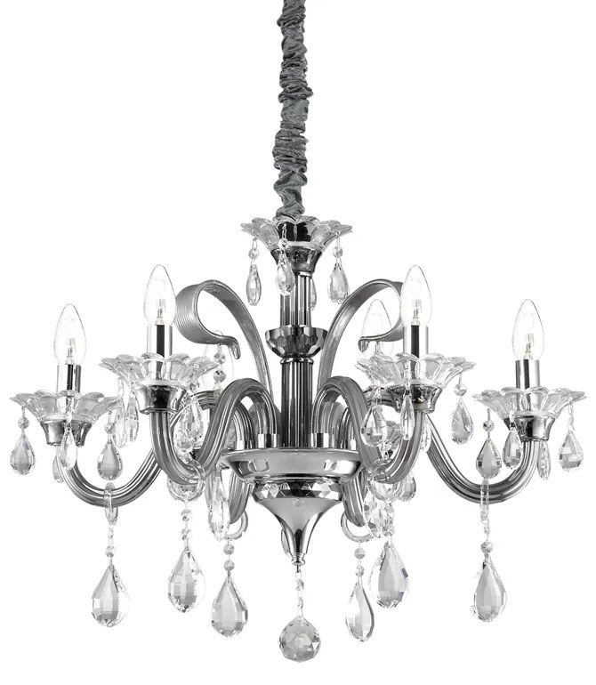 Lampadario Classico Colossal Metallo-Cristallo Grigio 6 Luci E14