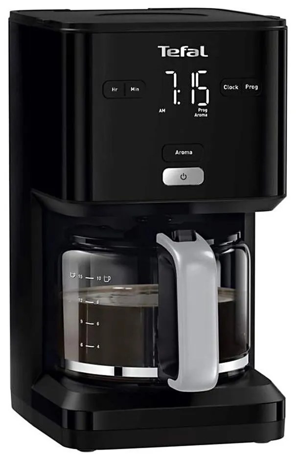 Tefal - Caffettiera a goccia con display LCD 1000W/230V nero