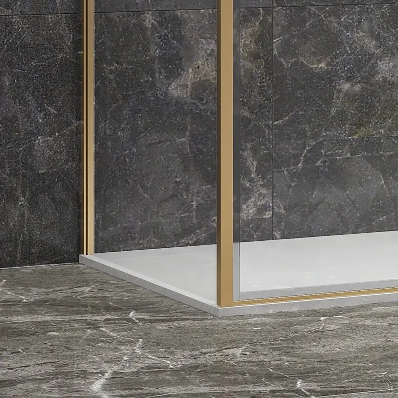 Kamalu - Cabina doccia 3 lati 80x150x80 oro satinato anta scorrevole  | KLA-4000G