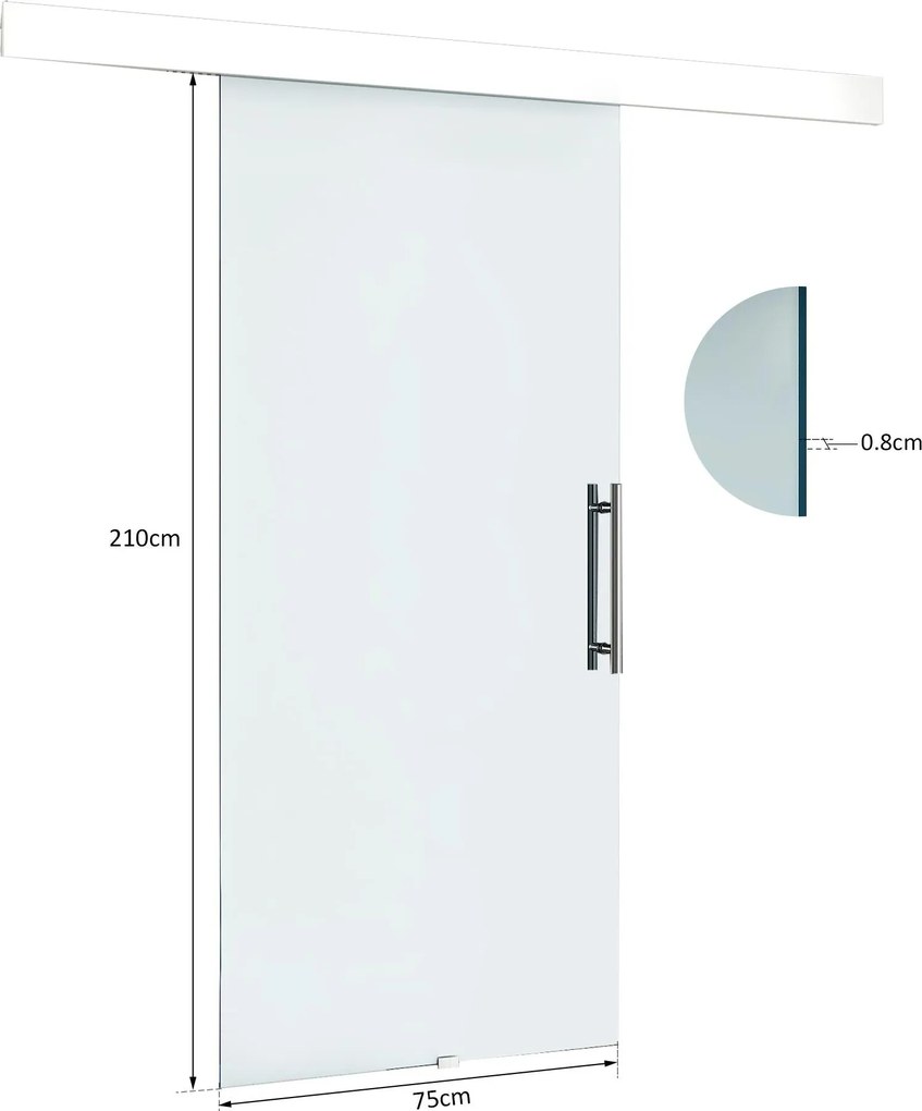 Porta Scorrevole Vetrata 210x75 cm Trasparente...