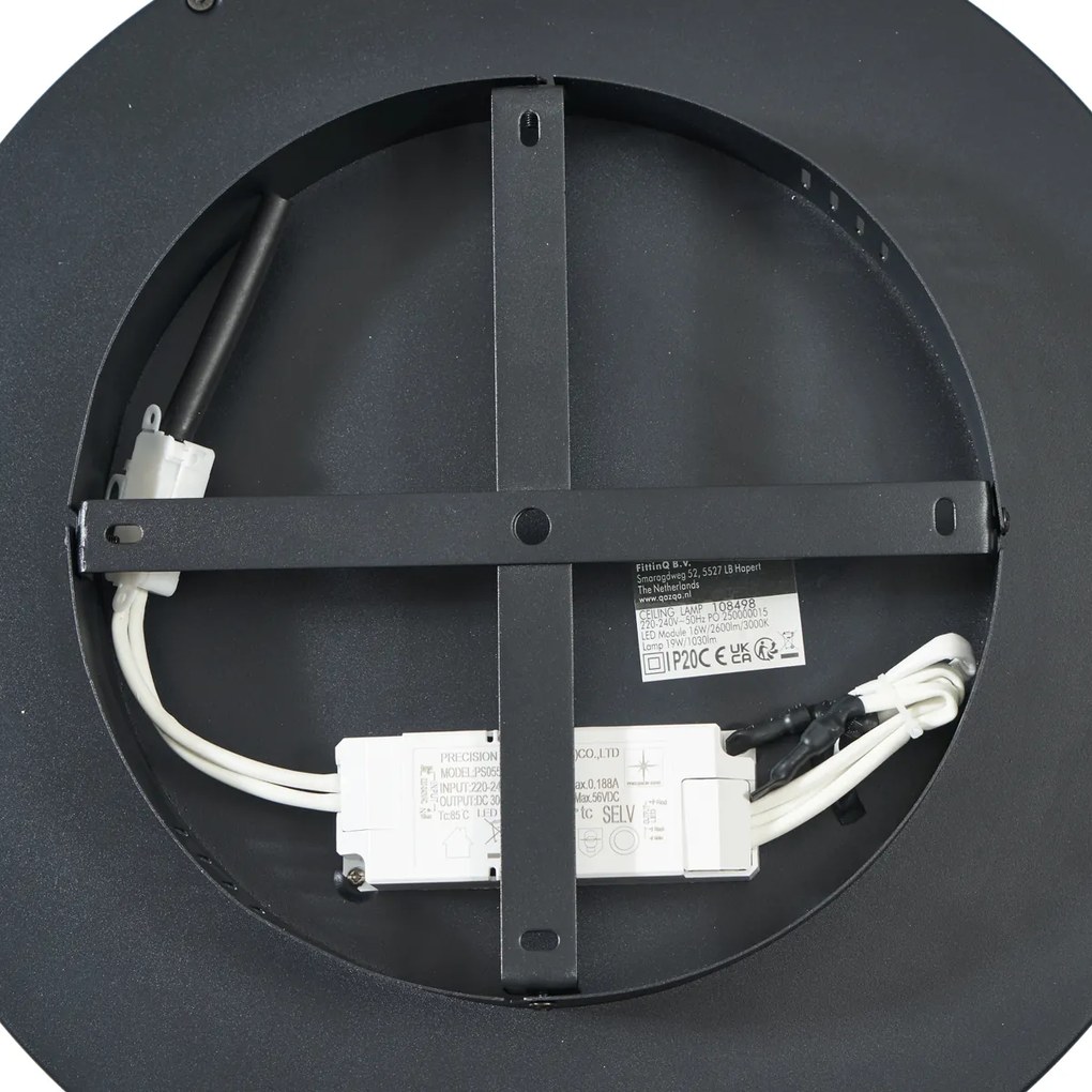 Plafoniera di design nera con oro 40cm incl. LED con interruttore a 3 vie - Ingo