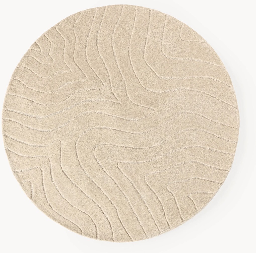 Tappeto rotondo in lana fatto a mano Aaron