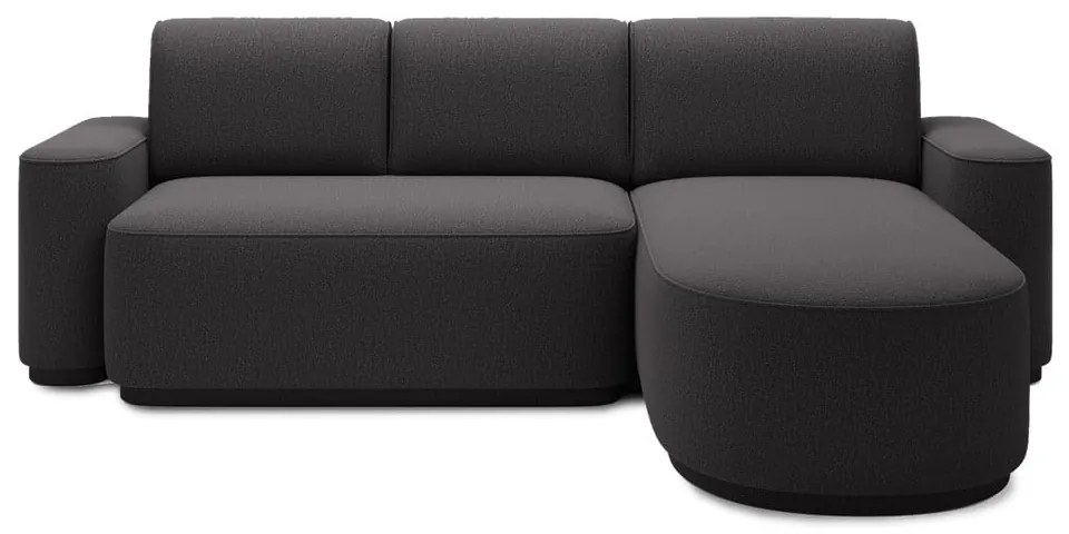 Divano angolare grigio scuro allungabile/con contenitore (con penisola a destra/con chaise lounge) e rivestimento in ciniglia Aurumm – ELTAP