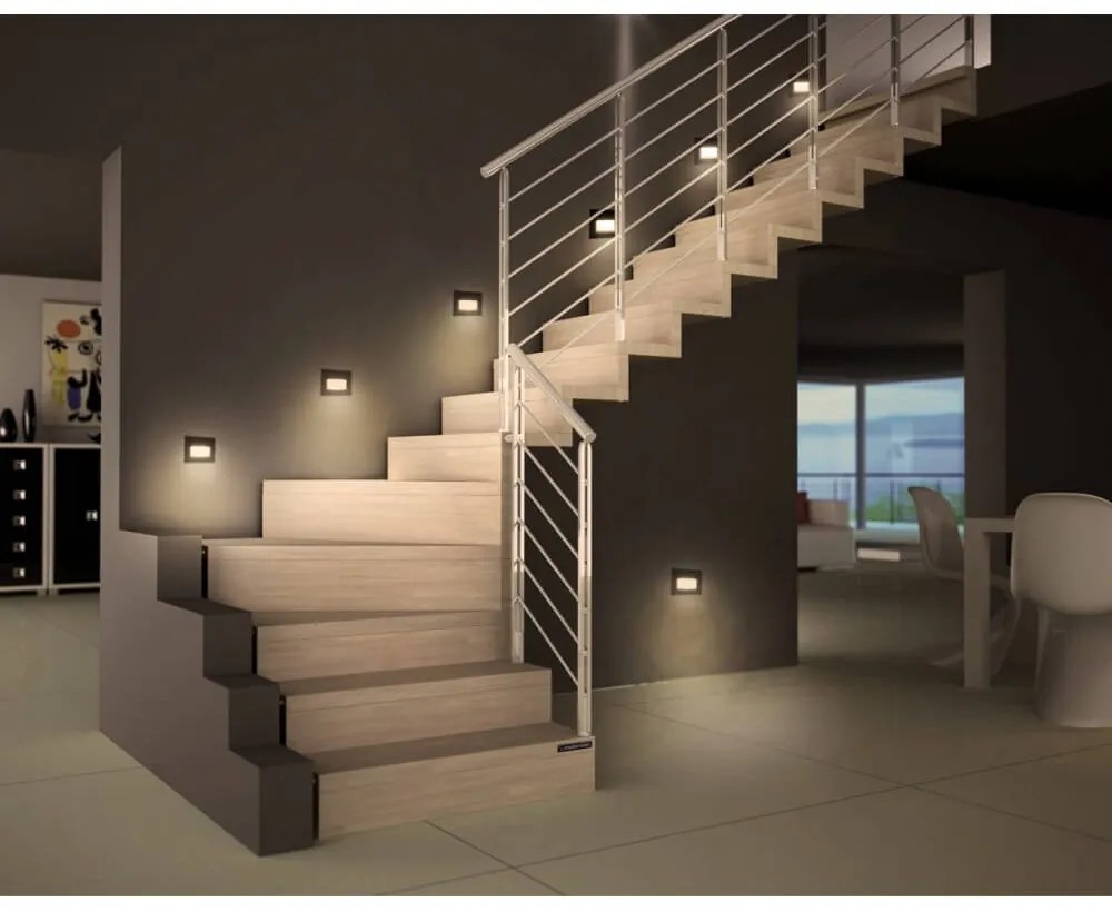 Segnapasso LED per Scatola 503 4W IP65 Nero - Antiabbagliamento Colore Bianco Caldo 2.700K