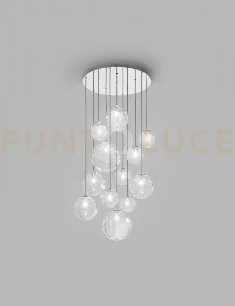 Puppet sospensione r12 cristallo trasparente cromo lucido 12 luci a...