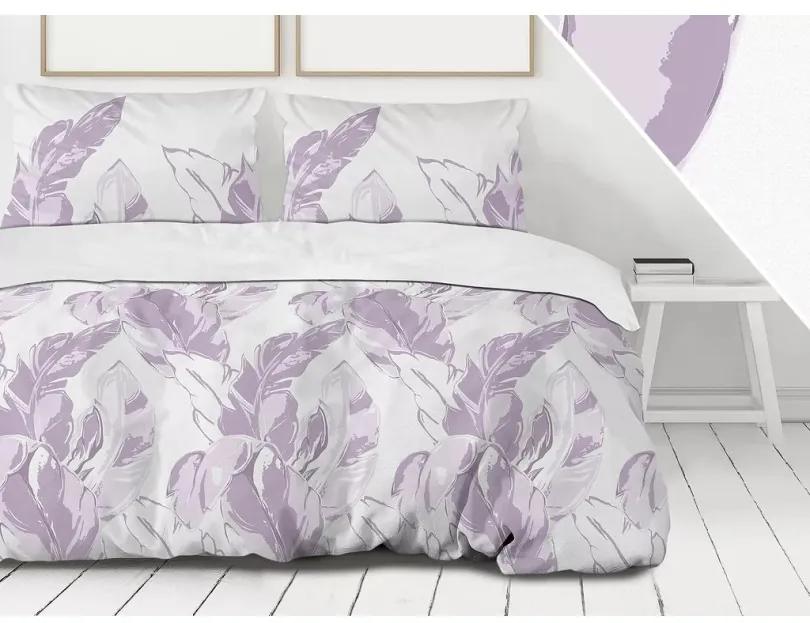 Biancheria da letto premium in cotone con foglie viola Rozmer: 140x200 cm | 1 x 70x80 cm