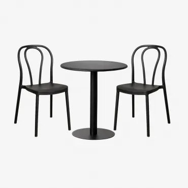 Set composto da Tavolo Tondo (Ø70 cm) e 2 Sedie da Giardino - Sklum
