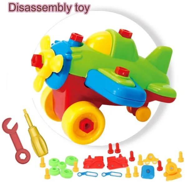 Trade Shop - Aeroplano Giocattolo Educativo Per Bambini Smonta E Rimonta Con Set N.2 Attrezzi