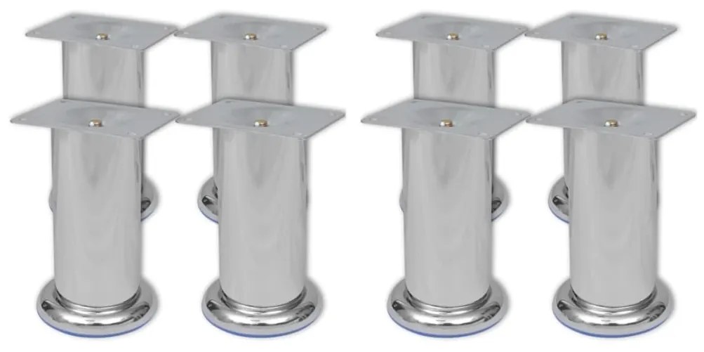 Piedini Rotondi Per Divani 8 Pz Cromati 120 Mm /