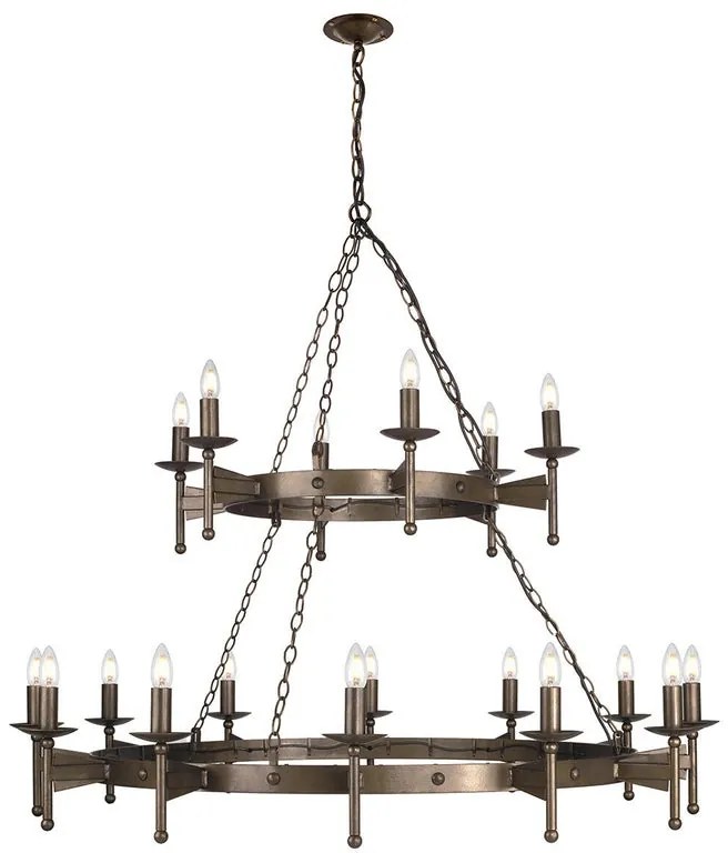 Lampadario Classico Chic CW18-OLD-BRZ marrone paralume marrone 18x E27 Ø130cm ELSTEAD