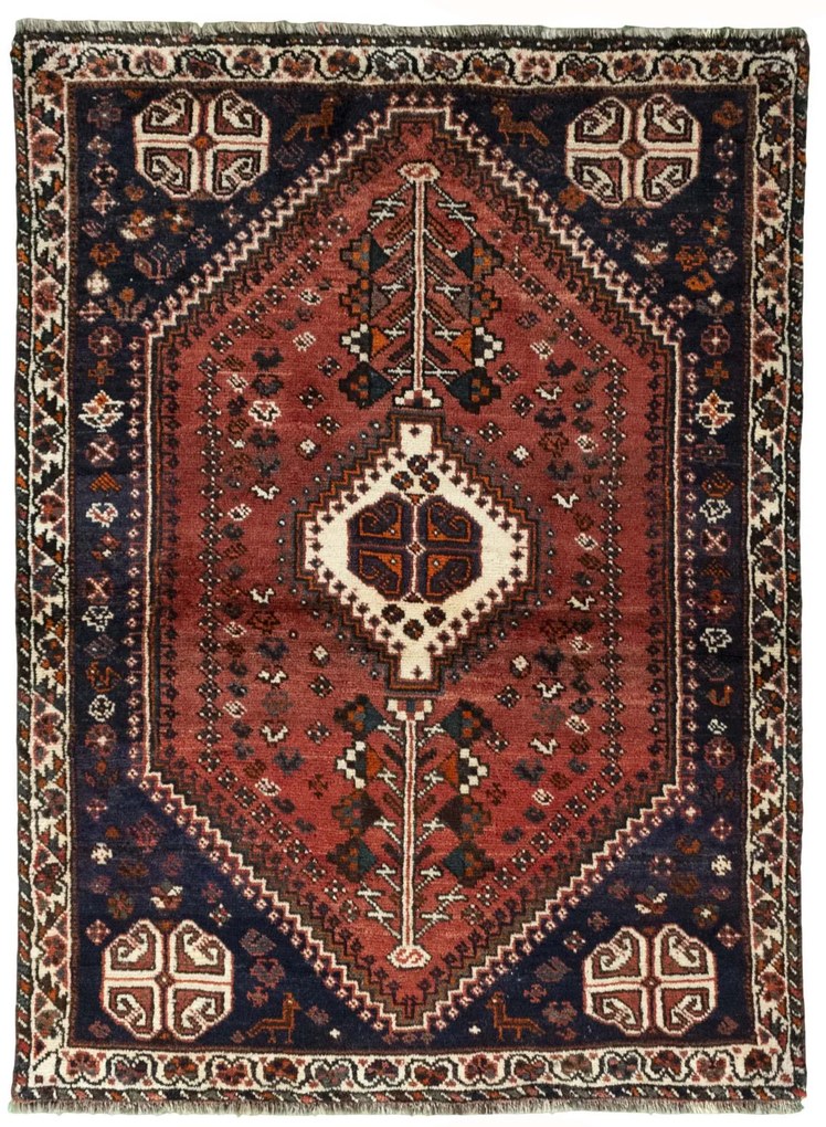 Shiraz Tappeto 160x120 Rosso (Iran) Annodato A Mano