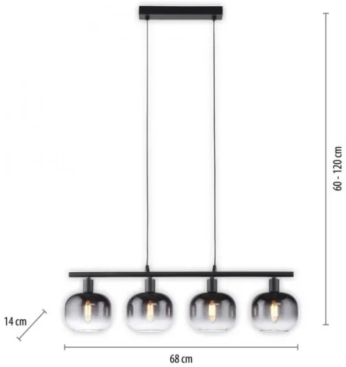 JUST LIGHT. 15421-18 - Lampadario a sospensione con filo ZEA 4xE14/25W/230V nero
