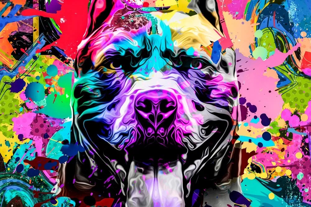 Stampa su tela – Illustrazione di cane colorata