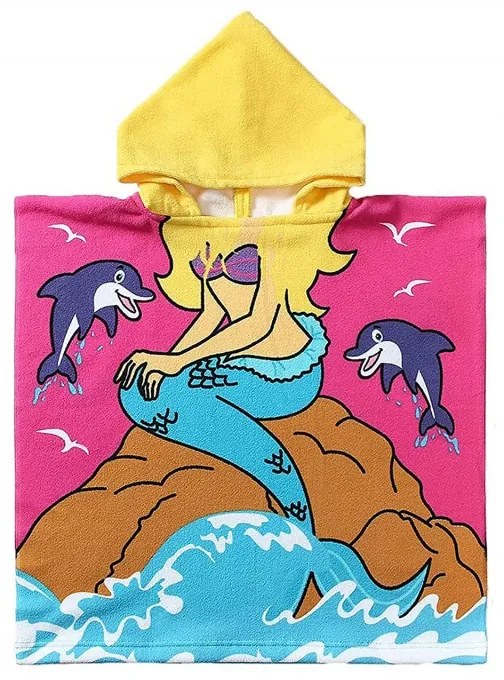 Poncho da spiaggia per bambini con sirena