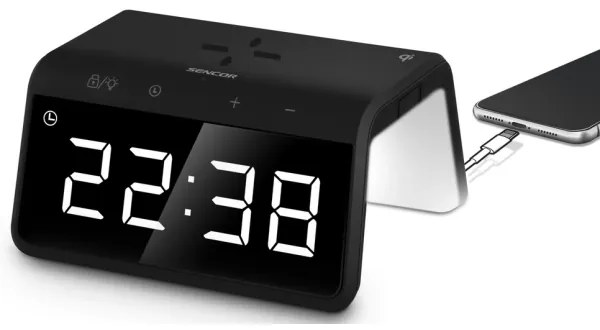 Sencor - LED RGB Orologio a sveglia con ricarica wireless 10W/1xCR2032