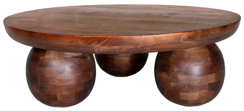 Tavolino da salotto rotondo marrone in mango massiccio ø 100 cm Ailen – MOME