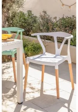 Sedia da giardino in polietilene e legno Uish Bianco - Sklum