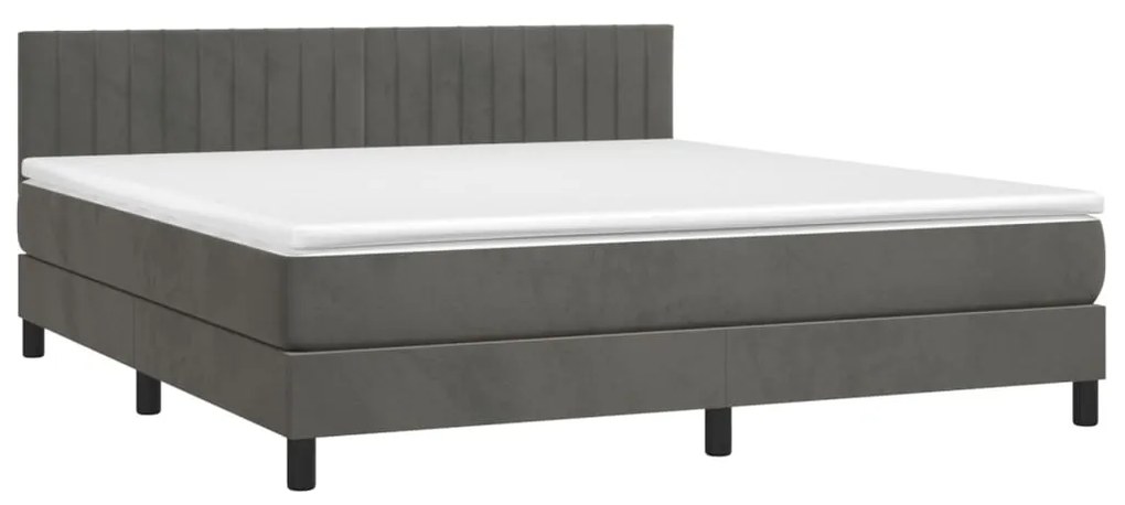 Letto a molle con materasso e led grigio scuro 180x200 cm