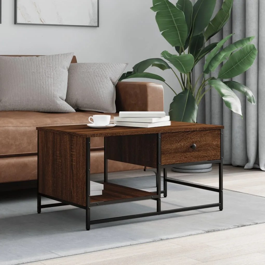 Tavolino Salotto Rovere Marrone 85,5x51x45 Cm Legno Multistrato /