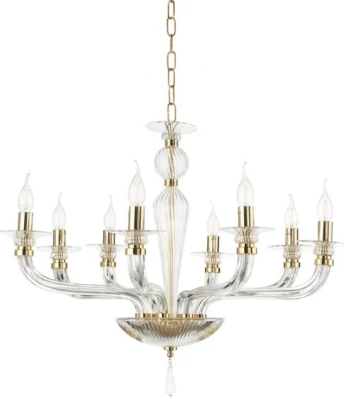 Lampadario a sospensione D82 cm VILLA a 8 luci in vetro lavorato a mano ORO
