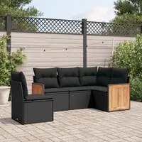 Set Divani da Giardino 5 pz con Cuscini in Polyrattan Nero 3260053