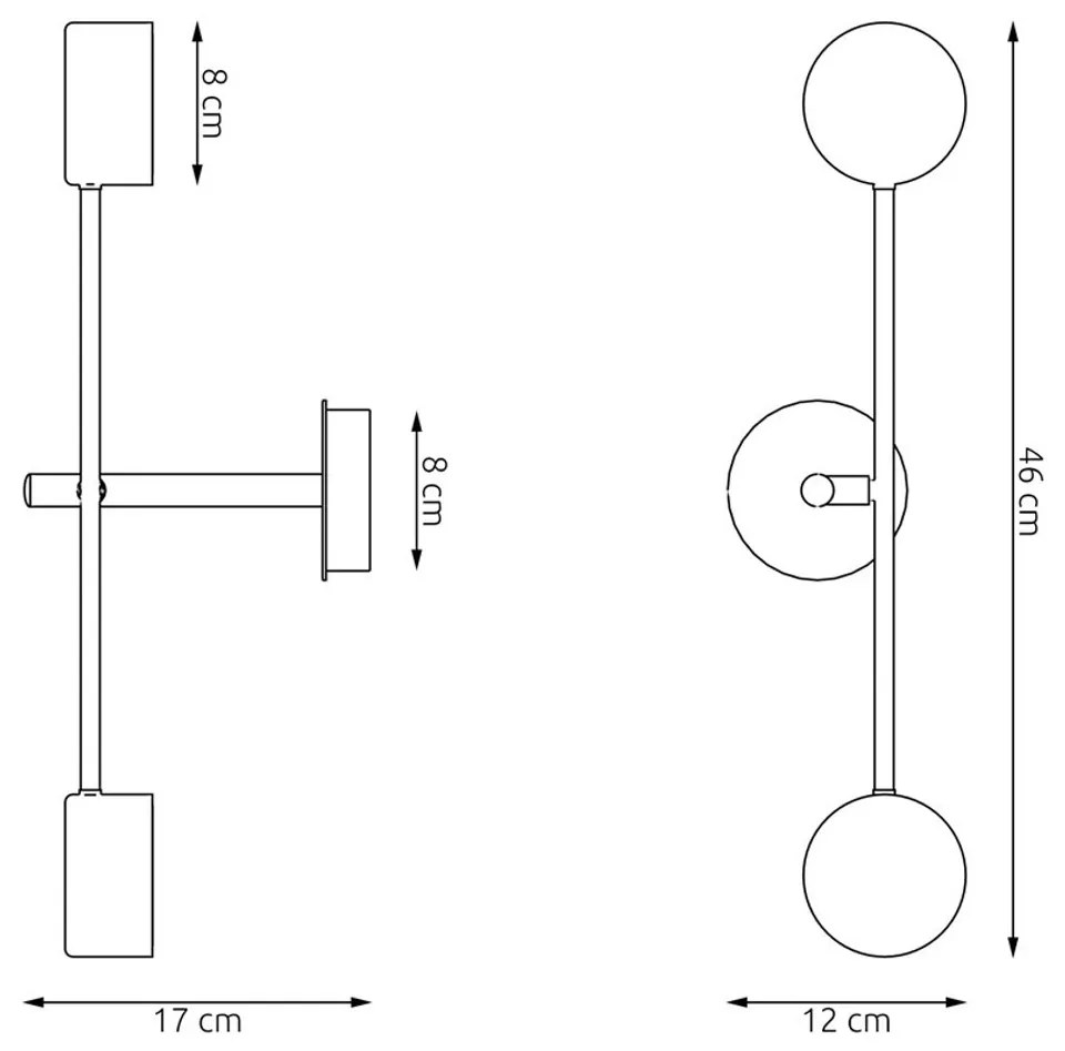 Lampada da parete in acciaio NATSU K2 nero 2xGX53