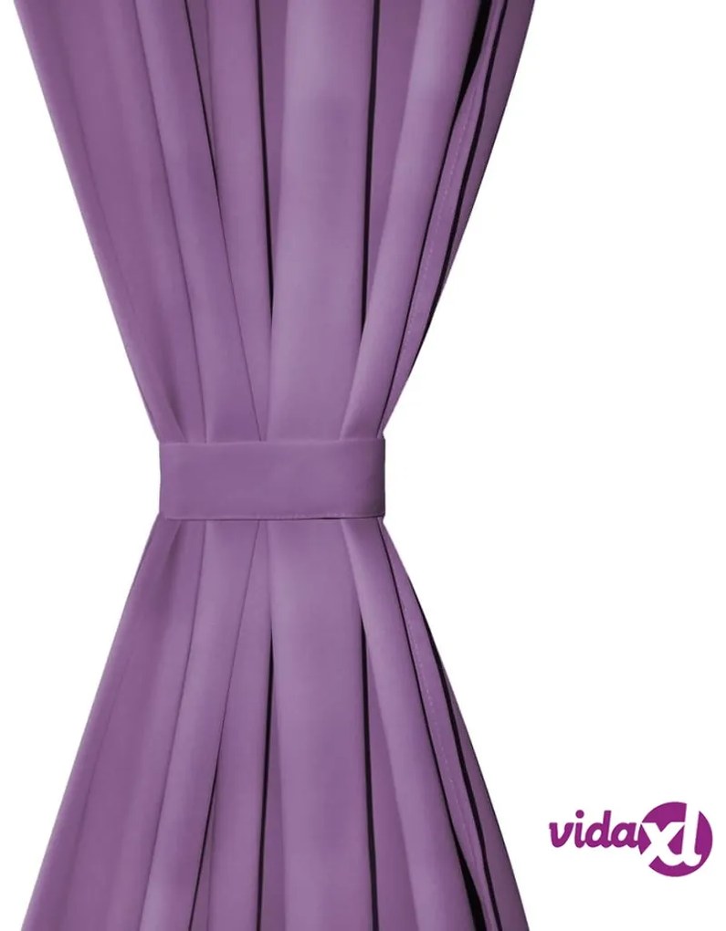 vidaXL 2 Pz Tende in Micro Raso con Passanti 140x175 cm Lilla